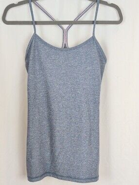NWT Lululemon Power Y Space Dye Heathered Grey Tank Top Built-In Bra 6